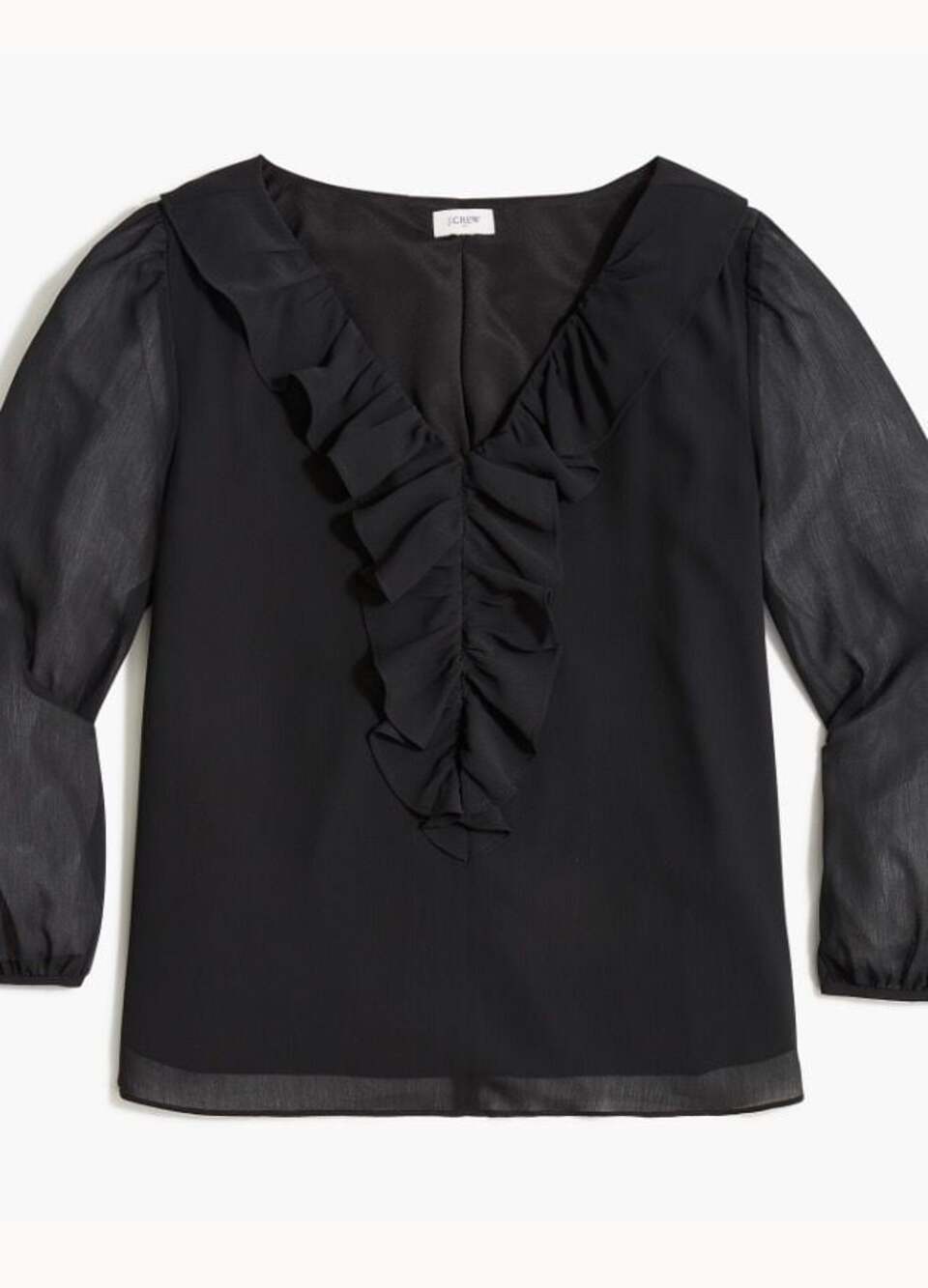 J.Crew Factory Black Ruffle V-Neck Blouse Plus Size 2X New with Tags